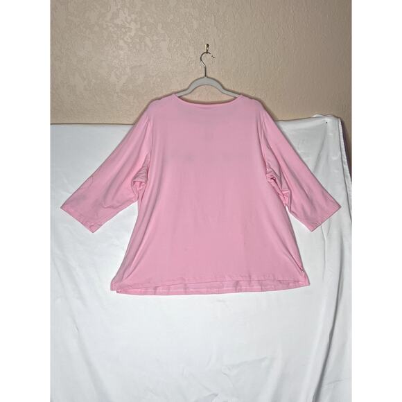 Quaker Factory womens size 1X tunic pink fireflies butterflies pastel - Picture 2 of 11